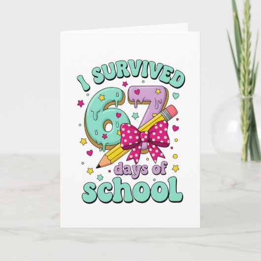 Carte Cute 67 Days Of School Pencil Bow Classroom Theme (Devant)