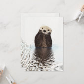Carte Cute Adorable Fluffy Otter Animal (Devant/Arrière en situation)