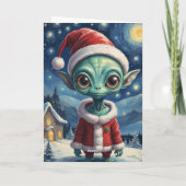 Carte Cute Alien Retro Starry Nuit personnalisée (Dos)
