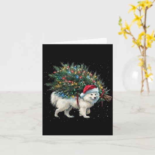 Carte Cute American Eskimo Dog In A Christmas Tree For M (Fleur jaune)