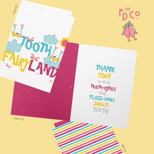 Carte Cute Amusante Drôle Dents Merci Fée Pun