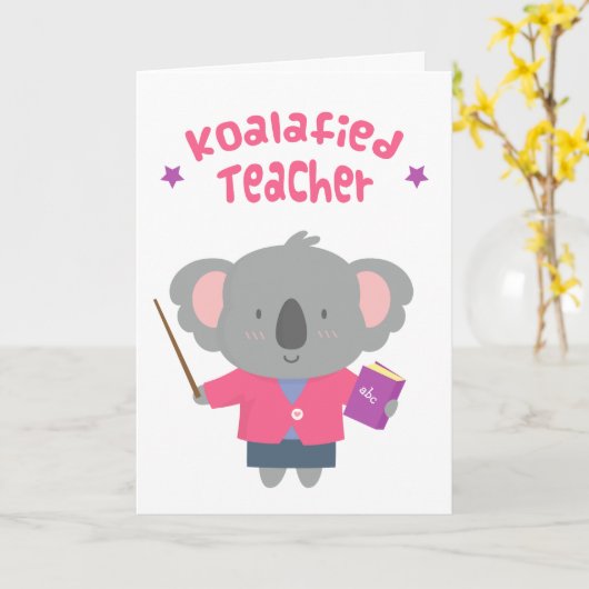 Carte Cute Amuse Pun Koala Enseignant Ours (Fleur jaune)