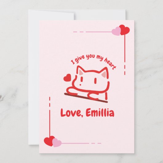 Carte Cute Animal Heart Personalized (Devant)