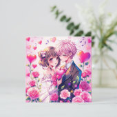 Carte Cute Anime Couple | Saint Valentin personnalisé (Debout devant)