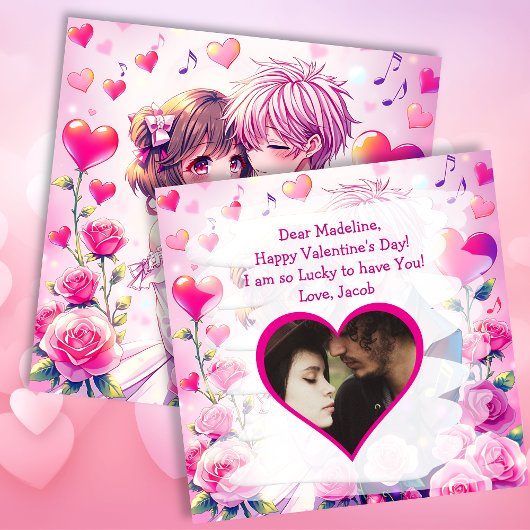Carte Cute Anime Couple | Saint Valentin personnalisé