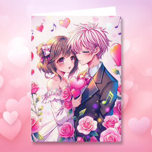 Carte Cute Anime Couple   Saint Valentin personnalisé