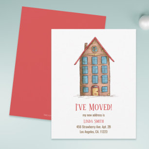 Carte Cute Apartment Building Moving Announcement