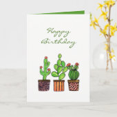 Carte Cute aquarelle Cactus en pots (Fleur jaune)