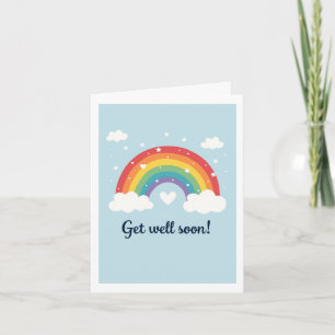 Carte Cute arc-en-ciel et le coeur se tirer bien bientôt