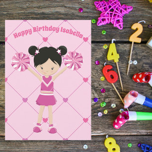 Carte Cute Asiatique Pom-pom girl Custom Birthday Girl