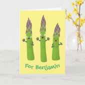 Carte Cute asperges chantant un trio végétal dessin anim (Fleur jaune)