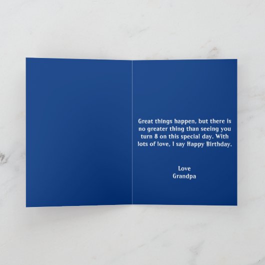 Carte Cute Astronaut Space Rocket Blue 8e anniversaire (Intérieur)