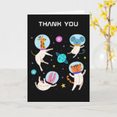 Carte Cute astronaute Animaux flottant dans le Merci spa (Fleur jaune)