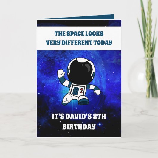 Carte Cute astronaute Espace Bleu Espace 8e anniversaire (Devant)