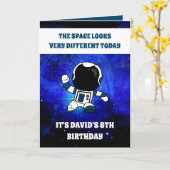 Carte Cute astronaute Espace Bleu Espace 8e anniversaire (Fleur jaune)