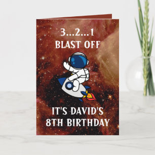 Carte Cute astronaute Supernova Brown 8e anniversaire