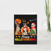 Carte Cute Australian Shepherd Happy Hallothanksmas Xmas (Devant)