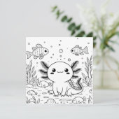 Carte Cute Axolotl | Page de coloriage de l'enfant (Debout devant)