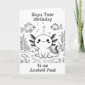 Carte Cute Axolotl | Page de couleur Anniversaire (Devant)