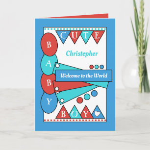 Carte Cute baby boy welcome to the world green blue