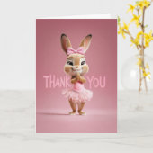 Carte Cute Baby Bunny Girl in Pink Tutu Thank You (Fleur jaune)