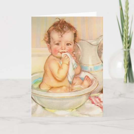 Carte Cute Baby Having a Bath (Devant)