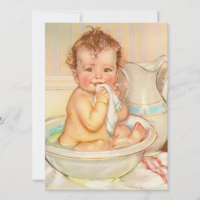 Carte Cute Baby Having a Bath (Devant)