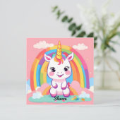 Carte Cute Baby Unicorn Arc-en-ciel (Debout devant)