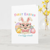 Carte Cute Baby's First Easter Egg-cited Bunny (Fleur jaune)