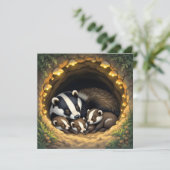 Carte Cute Badger Family Napping (Debout devant)