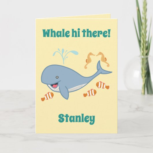 Carte Cute baleine hippocampe poisson clown océan annive (Devant)