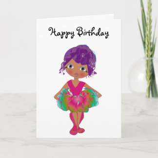 Carte Cute Ballerina en rose et vert Tutu Art