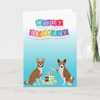 Cute Basenji Hound Dog Animal avec Gâteau