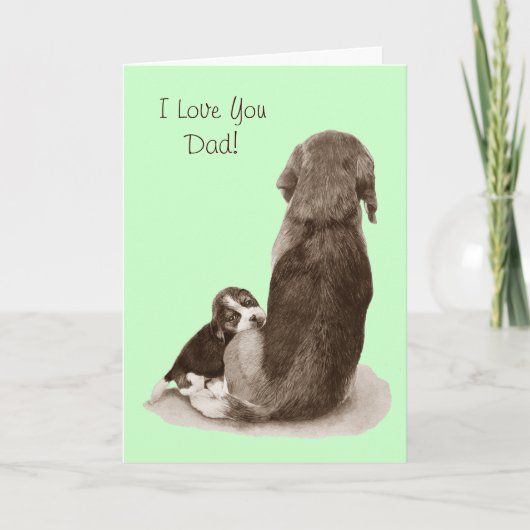 Carte Cute beagle puppy dog with verse for dad (Devant)