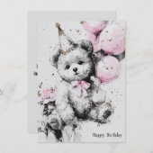 Carte Cute Bear Birthday Card (Devant / Derrière)