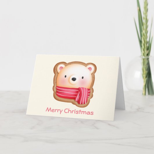 Carte Cute Bear Cookie Image WInter Theme Christmas (Devant)