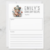 Carte Cute Bear personnalisée Recette 8.5x11 (Devant)