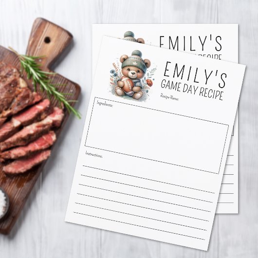 Carte Cute Bear personnalisée Recette 8.5x11