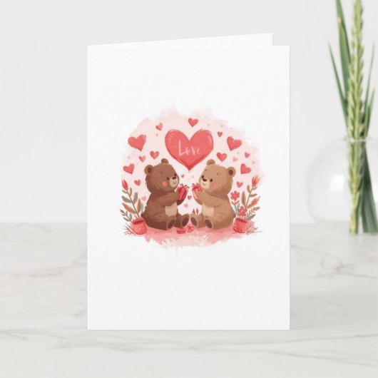 Carte Cute Bears Valentine's Day Card Folded, Blank (Devant)