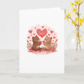 Carte Cute Bears Valentine's Day Card Folded, Blank (Fleur jaune)