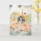 Carte Cute Big Eye Girl Art (Fleur jaune)