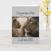 Carte Cute Birday Custom Papa mon héros, famille Lion (Fleur jaune)