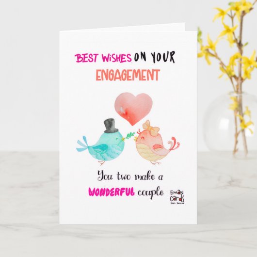 Carte Cute Birds Engagement Card (Fleur jaune)