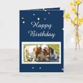 Carte Cute Birthday Card avec Basset Hounds & Balloons (Fleur jaune)