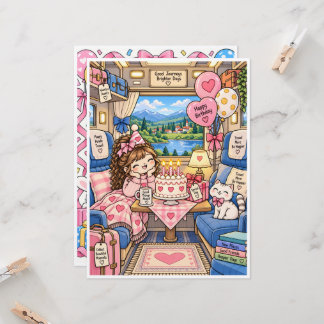 Carte Cute Birthday Greeting Card – Blank Inside – Kawai