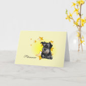 Carte Cute Black and Silver Schnauzer est une étoile (Fleur jaune)