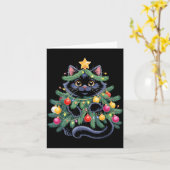 Carte Cute Black Cat Christmas Tree Funny Kitten Lover X (Fleur jaune)