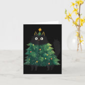 Carte Cute Black Cat Christmas Tree Funny Kitten Lover X (Fleur jaune)