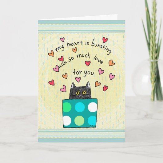 Carte Cute Black Cat Hand Drawn Words Anniversary (Devant)