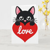 Carte Cute Black Cat Love Heart Card (Fleur jaune)